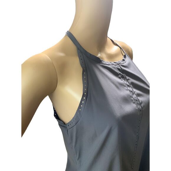 SKORO Gray Sleeveless High Neck Button Front Detail Tank Top Size Small - Picture 5 of 15